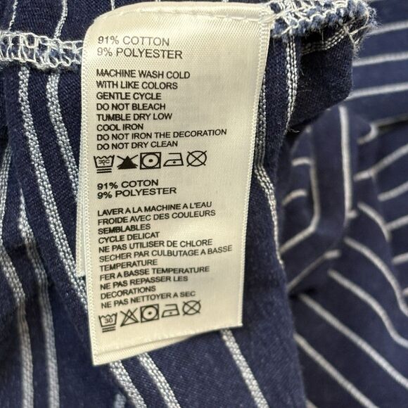 TOMMY BAHAMA Shirt Mens Large Blue Stripe Distressed Denim Look Polo Casual - Picture 7 of 9